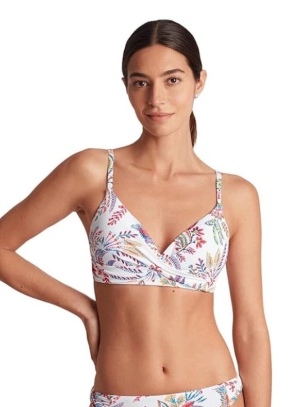 Lauren Ralph Lauren Bikini Top Women's 8 White Twist Front Underwire DDR2694